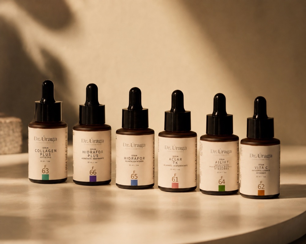 Sérums Dr. Úraga con gotero: Hidrafor, Collagen Plus, Aclar TK y Vita C